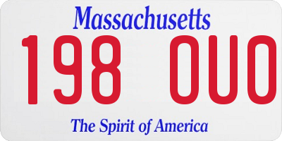MA license plate 198OU0