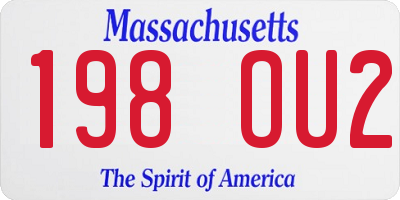 MA license plate 198OU2