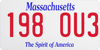 MA license plate 198OU3