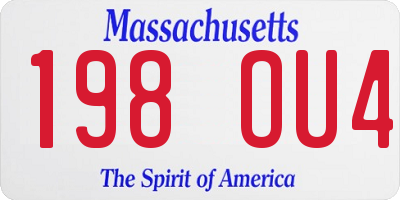 MA license plate 198OU4