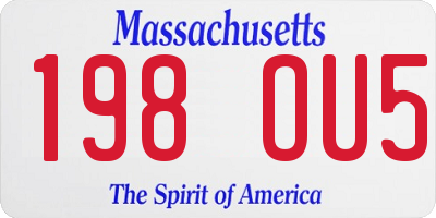 MA license plate 198OU5