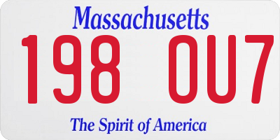 MA license plate 198OU7
