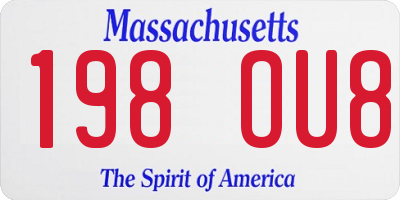 MA license plate 198OU8