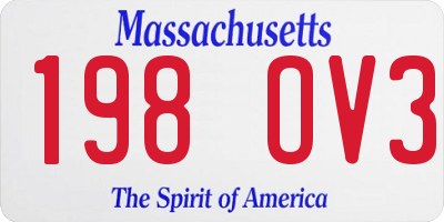 MA license plate 198OV3