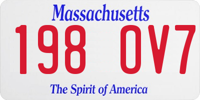 MA license plate 198OV7