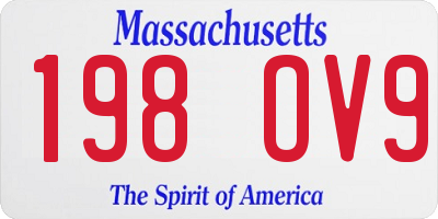 MA license plate 198OV9