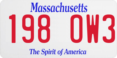 MA license plate 198OW3