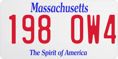 MA license plate 198OW4