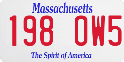 MA license plate 198OW5