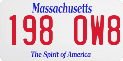 MA license plate 198OW8