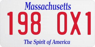 MA license plate 198OX1