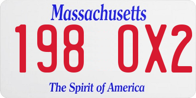 MA license plate 198OX2