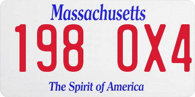 MA license plate 198OX4