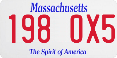 MA license plate 198OX5