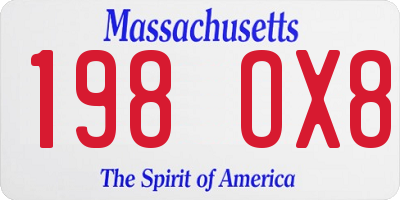 MA license plate 198OX8