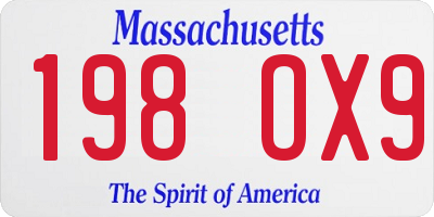 MA license plate 198OX9