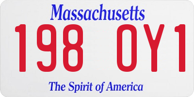 MA license plate 198OY1
