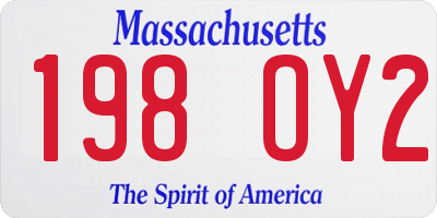 MA license plate 198OY2