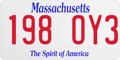 MA license plate 198OY3