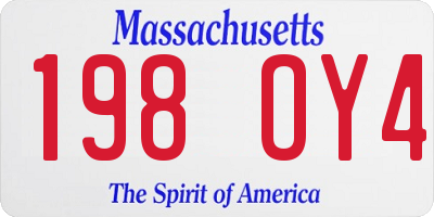 MA license plate 198OY4