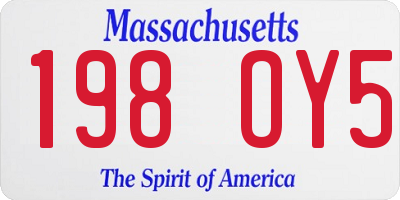 MA license plate 198OY5