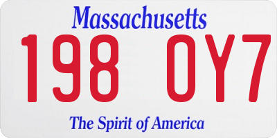 MA license plate 198OY7