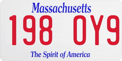 MA license plate 198OY9