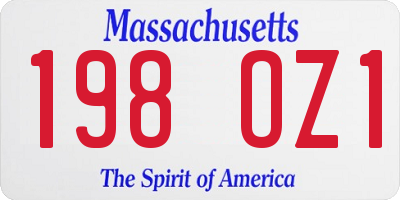 MA license plate 198OZ1
