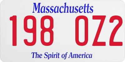 MA license plate 198OZ2