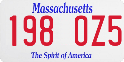 MA license plate 198OZ5