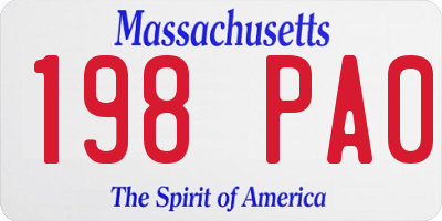MA license plate 198PA0