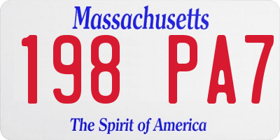 MA license plate 198PA7