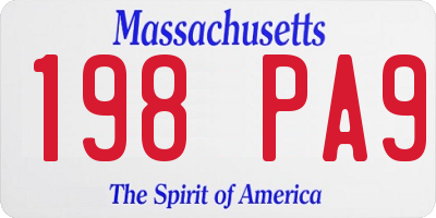 MA license plate 198PA9