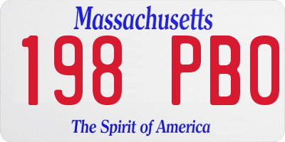 MA license plate 198PB0
