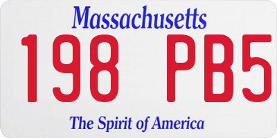 MA license plate 198PB5