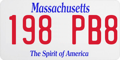 MA license plate 198PB8