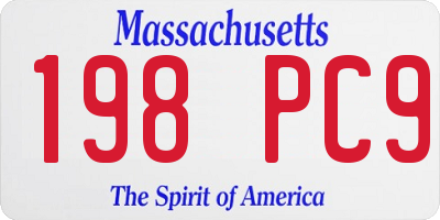 MA license plate 198PC9