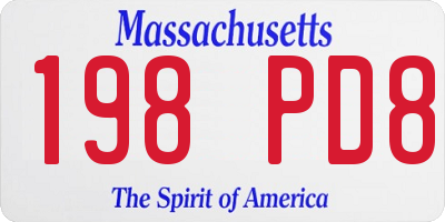 MA license plate 198PD8