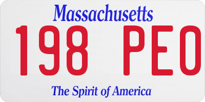 MA license plate 198PE0