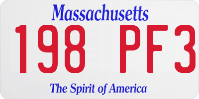 MA license plate 198PF3