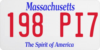 MA license plate 198PI7