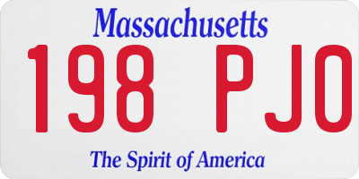MA license plate 198PJ0