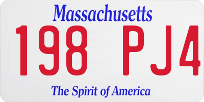 MA license plate 198PJ4