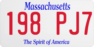 MA license plate 198PJ7