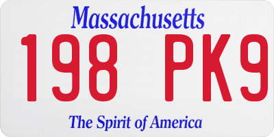 MA license plate 198PK9