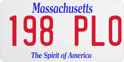 MA license plate 198PL0