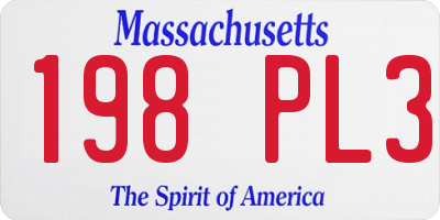 MA license plate 198PL3