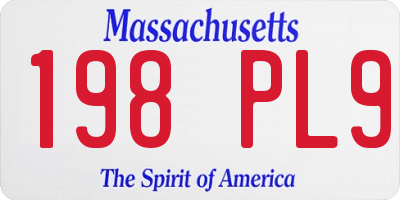 MA license plate 198PL9