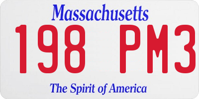 MA license plate 198PM3