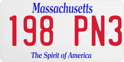 MA license plate 198PN3